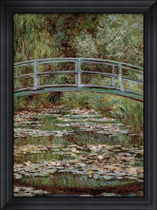 Framed Waterlily Pond, Japanese Bridge Print