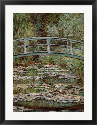 Framed Waterlily Pond, Japanese Bridge Print