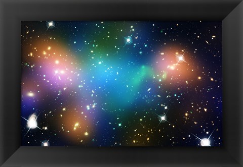 Framed Galaxy Cluster Abell 520 (HST-CFHT-CXO Composite) Print