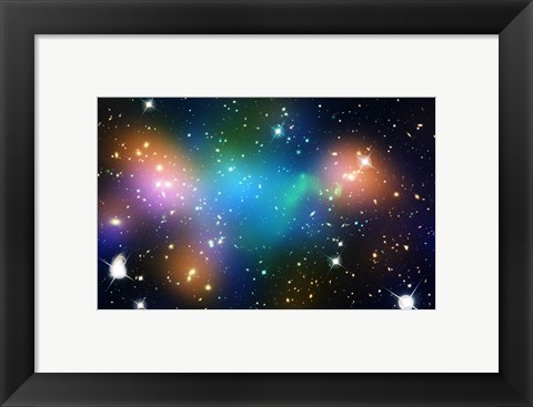 Framed Galaxy Cluster Abell 520 (HST-CFHT-CXO Composite) Print