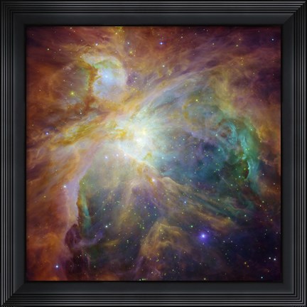 Framed Spitzer and Hubble Create Colorful Masterpiece Print