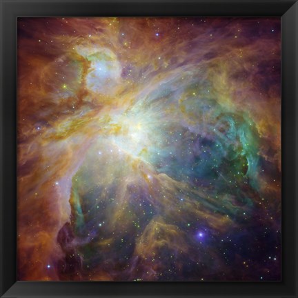 Framed Spitzer and Hubble Create Colorful Masterpiece Print