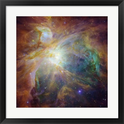 Framed Spitzer and Hubble Create Colorful Masterpiece Print