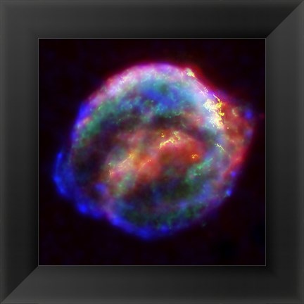 Framed Kepler&#39;s Supernova Remnant In Visible, X-Ray and Infrared Light Print