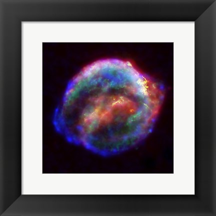 Framed Kepler&#39;s Supernova Remnant In Visible, X-Ray and Infrared Light Print