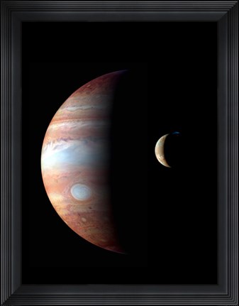 Framed Jupiter and its Volcanic Moon Lo Print