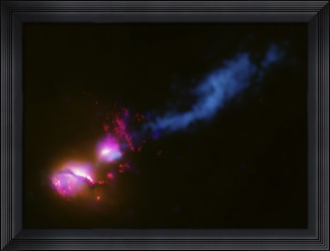 Framed Powerful Jet from a Supermassive Black Hole is Blasting a nearby Galaxy Print