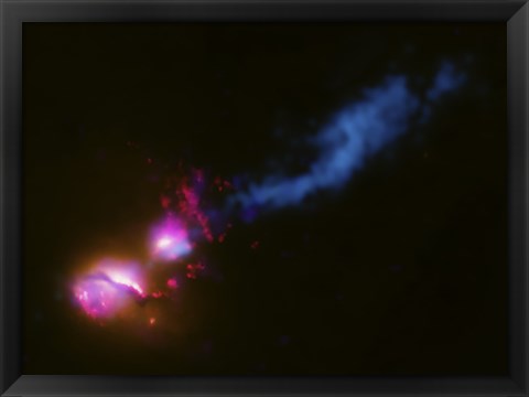 Framed Powerful Jet from a Supermassive Black Hole is Blasting a nearby Galaxy Print