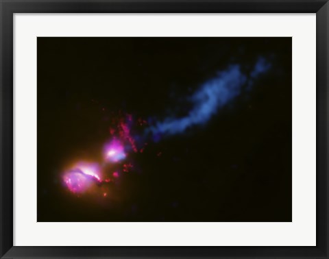 Framed Powerful Jet from a Supermassive Black Hole is Blasting a nearby Galaxy Print
