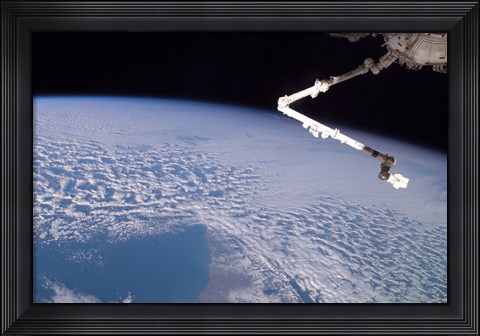 Framed Robotic Canadarm2 above Earth Print