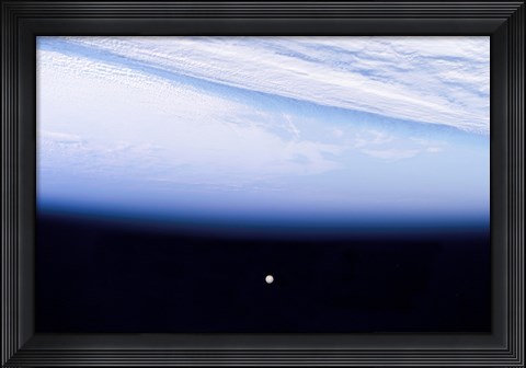 Framed Full Moon above Earth&#39;s Horizon and Airglow Print
