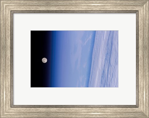 Framed Full Moon is Visible in this view Above Earth&#39;s Horizon and Airglow Print