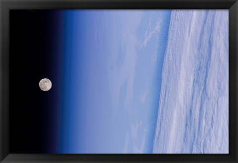 Framed Full Moon is Visible in this view Above Earth&#39;s Horizon and Airglow Print