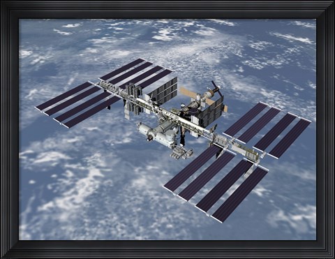 Framed Computer Generated View of the International Space Station Print