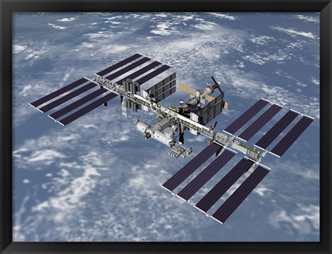 Framed Computer Generated View of the International Space Station Print