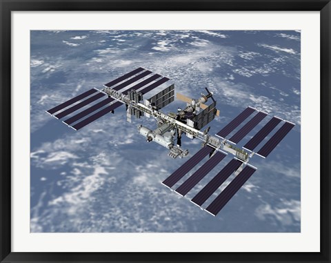 Framed Computer Generated View of the International Space Station Print
