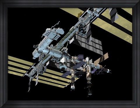 Framed Different Angle of Computer Generated view of the International Space Station Print