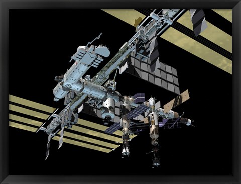 Framed Different Angle of Computer Generated view of the International Space Station Print