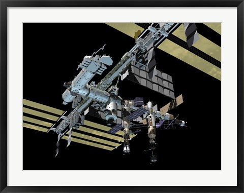 Framed Different Angle of Computer Generated view of the International Space Station Print