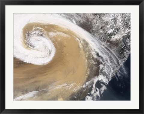 Framed Asian Dust Storm Crosses the Pacific Print