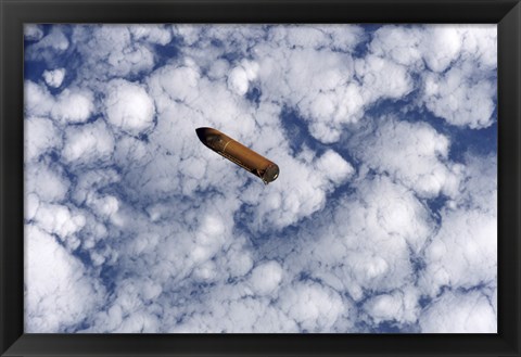 Framed Space Shuttles External Fuel Tank Falls Toward Earths Atmosphere Print