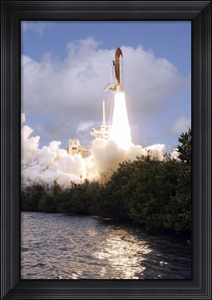 Framed Space Shuttle Discovery Launch Print