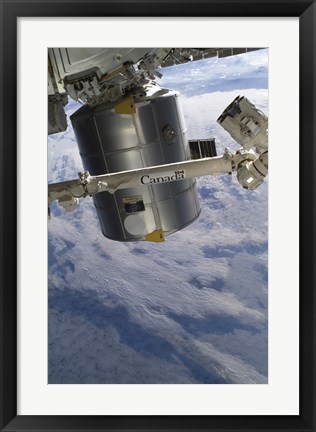 Framed Italian-Built Raffaello Multi-Purpose Logistics Module and the Canadarm2 Print