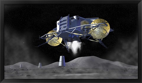Framed Artist&#39;s Rendering of Astronauts Exploring Print