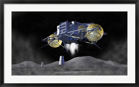 Framed Artist&#39;s Rendering of Astronauts Exploring Print