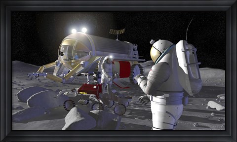 Framed Artist&#39;s Rendering of Future Space Exploration Missions Print