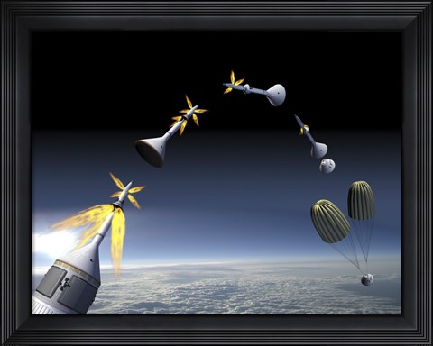 Framed Artist&#39;s Rendering of an Emergency use System of the Launch Abort System Print