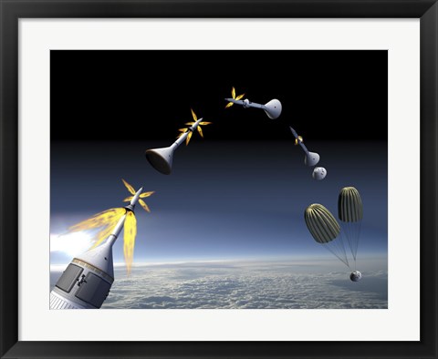 Framed Artist&#39;s Rendering of an Emergency use System of the Launch Abort System Print