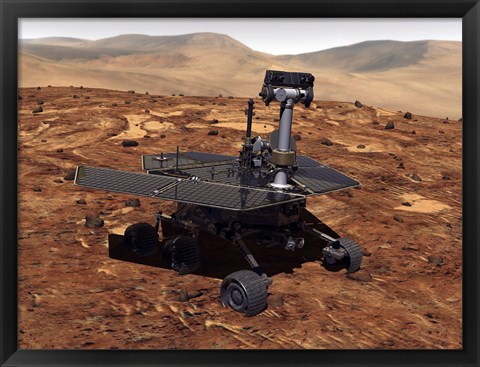 Framed Artists Rendition of Mars Rover Print