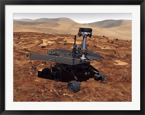 Framed Artists Rendition of Mars Rover Print