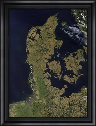Framed Satellite View of Denmark Print