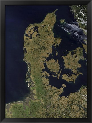 Framed Satellite View of Denmark Print