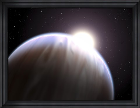 Framed Extrasolar Planet with its Parent Star Peeking above its Top Edge Print