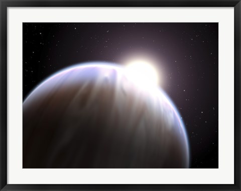 Framed Extrasolar Planet with its Parent Star Peeking above its Top Edge Print