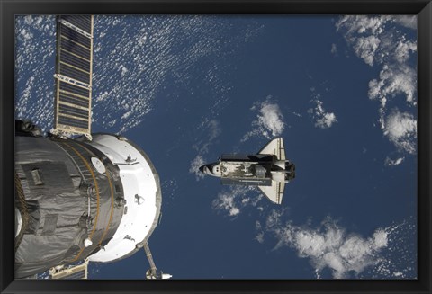 Framed Space Shuttle Endeavour, a Russian Spacecraft is Visible in the Foreground Print