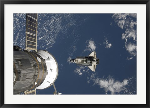 Framed Space Shuttle Endeavour, a Russian Spacecraft is Visible in the Foreground Print