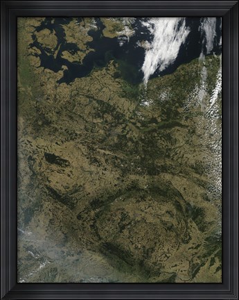 Framed Satellite view of North Central Europe Print