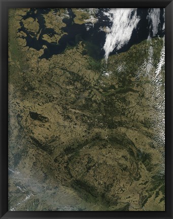 Framed Satellite view of North Central Europe Print