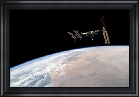 Framed International Space Station Over Earth Print