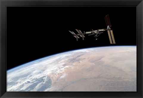 Framed International Space Station Over Earth Print