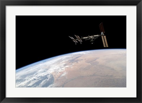 Framed International Space Station Over Earth Print