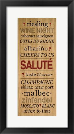 Framed Wine Words I Print