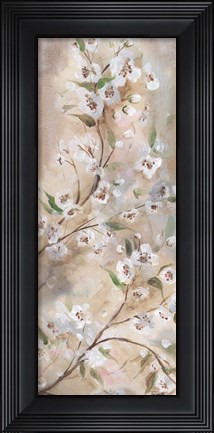 Framed Cherry Blossoms Taupe Panel I Print