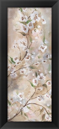 Framed Cherry Blossoms Taupe Panel I Print