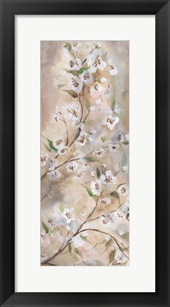 Framed Cherry Blossoms Taupe Panel I Print