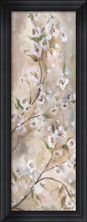 Framed Cherry Blossoms Taupe Panel I Print